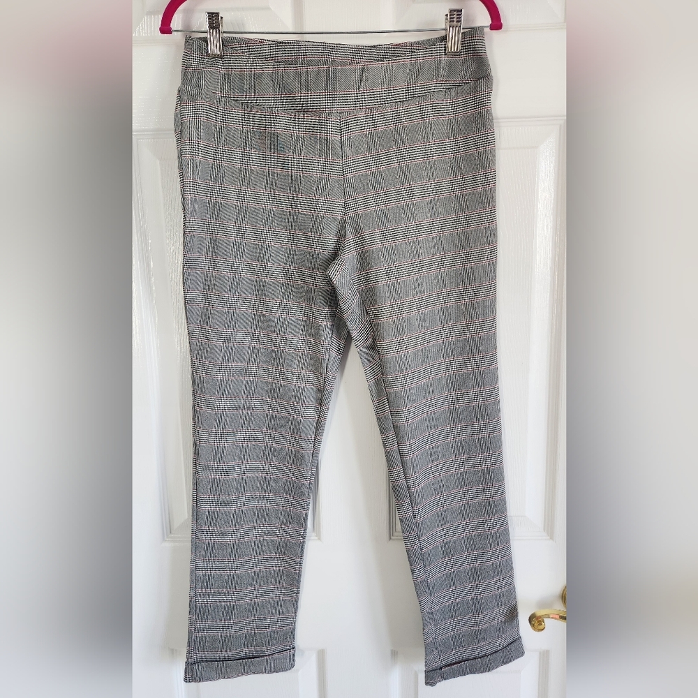 Gray Plaid Ankle Length Pants